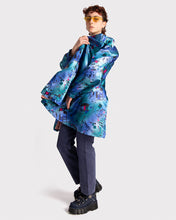 Load image into Gallery viewer, &#39;80s abstract pattern blue satin coat
