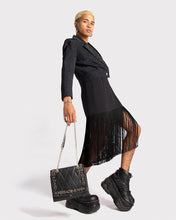 Load image into Gallery viewer, Pinko black fringed '90s slip dress