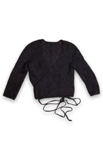 Load image into Gallery viewer, Black Wool Cropped Wrap-over Bolero Top