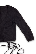 Load image into Gallery viewer, Black Wool Cropped Wrap-over Bolero Top