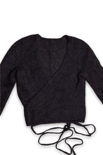 Load image into Gallery viewer, Black Wool Cropped Wrap-over Bolero Top