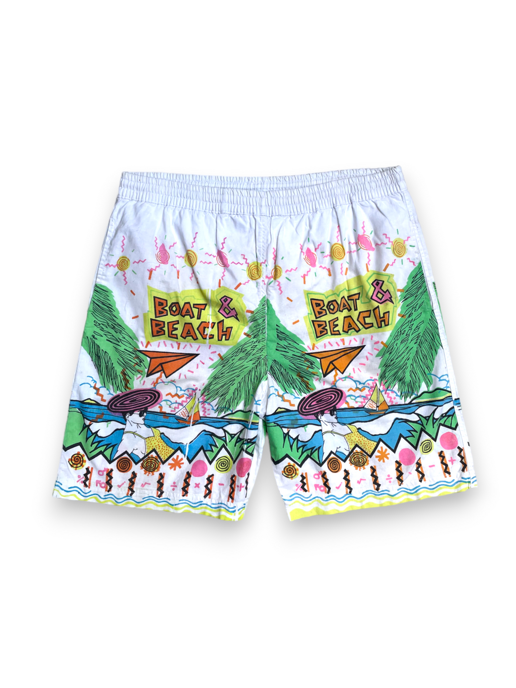 '80s white beach scene summer shorts