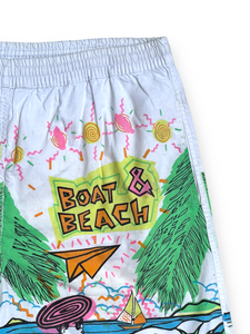 '80s white beach scene summer shorts