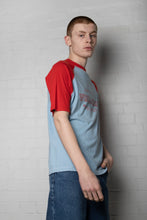Load image into Gallery viewer, Light blue two tone varsity t-shirt
