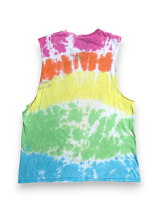 Woodstock distressed sleeveless tie-dye t-shirt vest