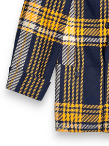 Valentino yellow and navy tartan check skirt suit set