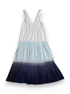 Maxi white tie-dye gradient summer dress