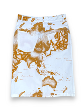 Load image into Gallery viewer, La Classe world map orange and beige denim skirt
