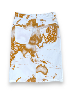 La Classe world map orange and beige denim skirt