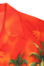 Load image into Gallery viewer, Orange beach scene print Hawaiian shirt
