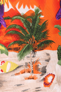 Orange beach scene print Hawaiian shirt
