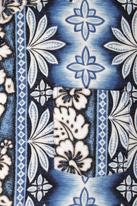 Blue and white floral panels Hawaiian shirt