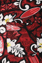 Load image into Gallery viewer, Burgundy red floral tribal graphic surfer Hawaiian shirt
