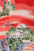 Load image into Gallery viewer, Red Hawaiian shirt with oasis scene print
