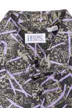 Load image into Gallery viewer, Khaki brown purple geometric print oversized shirt
