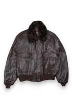 Load image into Gallery viewer, Oakton Limited brown leather aviator jacket
