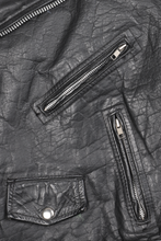 Load image into Gallery viewer, Black leather oversized multi zip motorcycle jacket
