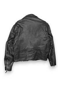 Black leather oversized multi zip motorcycle jacket