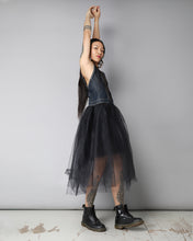 Load image into Gallery viewer, Dark blue denim black tulle y2k dress

