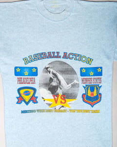 Light blue baseball action regular fit short sleeved round neck t-shirt