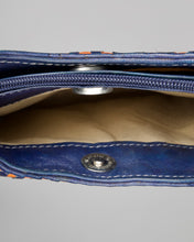 Load image into Gallery viewer, Navy orange boho patterned leather bag
