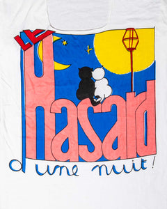 White 'le hassard' (by chance) cats design t-shirt