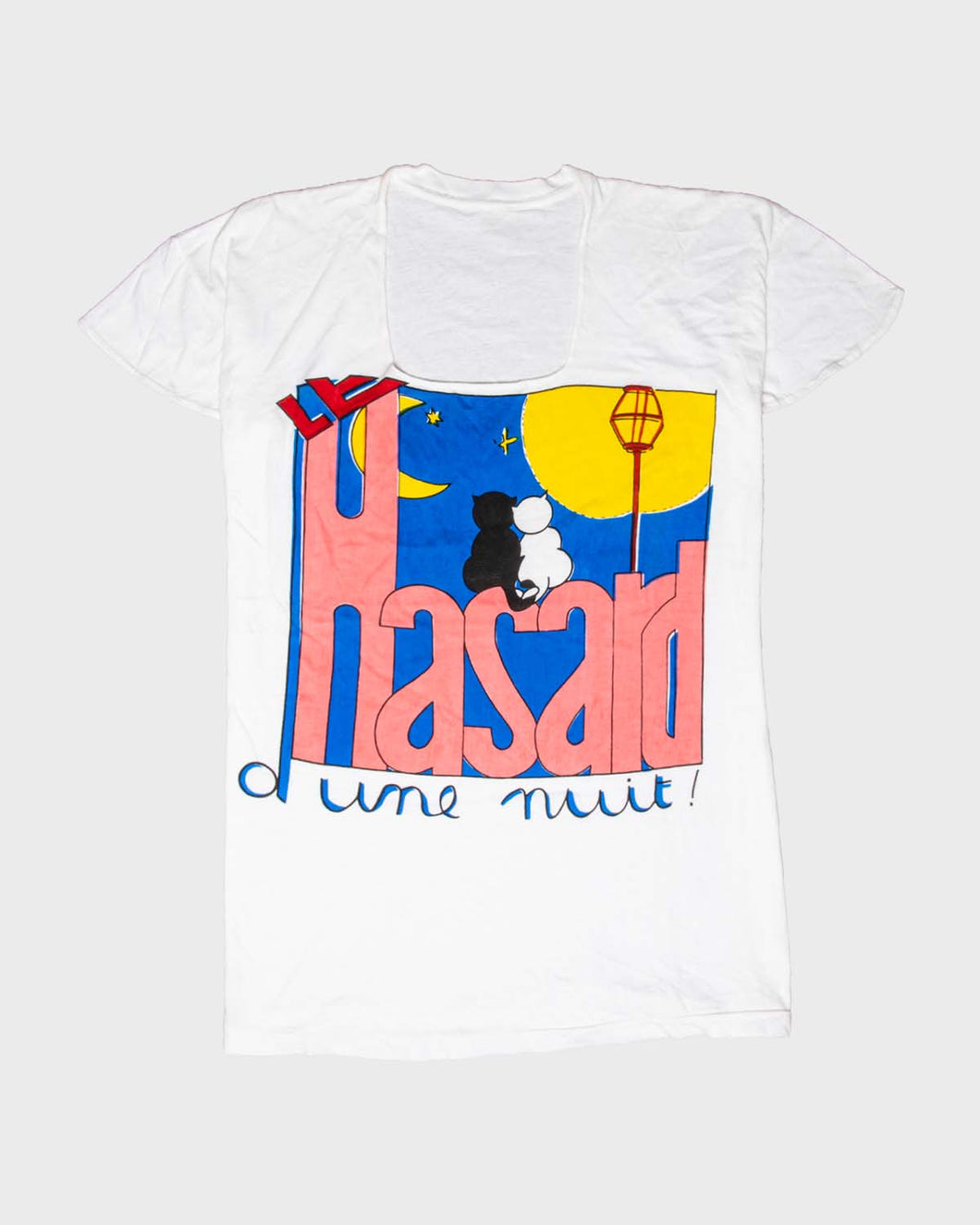 White 'le hassard' (by chance) cats design t-shirt
