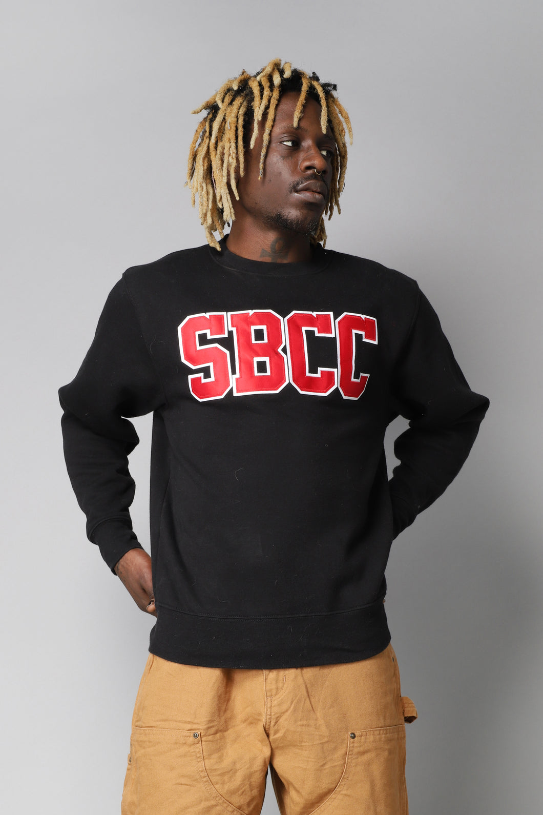 Black oversized long sleeve SBCC sweatshirt