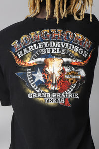 Black Harley Davidson frayed grunge metal T-shirt