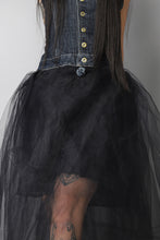 Load image into Gallery viewer, Dark blue denim black tulle y2k dress
