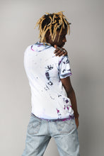 Load image into Gallery viewer, Grunge bleached tie-dye blue purple T-shirt
