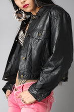 Load image into Gallery viewer, Cropped black &#39;90s leather jacket

