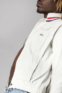 Lacoste cream white '80s leather jacket