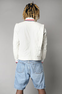 Lacoste cream white '80s leather jacket