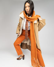 Load image into Gallery viewer, Rust orange long chunky knit scarf
