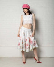 Load image into Gallery viewer, Escada y2k white floral mid-length flared fit skirt
