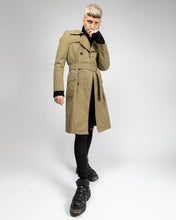 Load image into Gallery viewer, Olive belted &#39;70s trench coat
