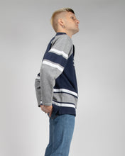 Load image into Gallery viewer, Champion navy grey striped zip sweatshirt
