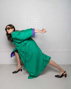 J. Gallery green purple '70s belted trench coat