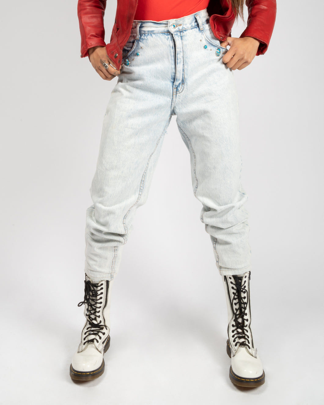 80'S/90'S acid wash JEANS WITH BLUE STONE DETAIL