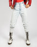 Acid wash studded gem stone blue jeans
