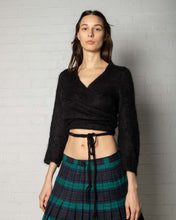 Load image into Gallery viewer, Black Wool Cropped Wrap-over Bolero Top
