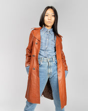 Load image into Gallery viewer, 70&#39;S/80&#39;S BROWN FITTED LEATHER LONG COAT
