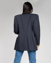 Load image into Gallery viewer, Navy Boxy fit Clips gold button blazer
