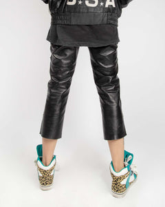 Leather look black trousers