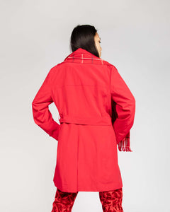London Fog red belted trench coat