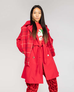 London Fog red belted trench coat