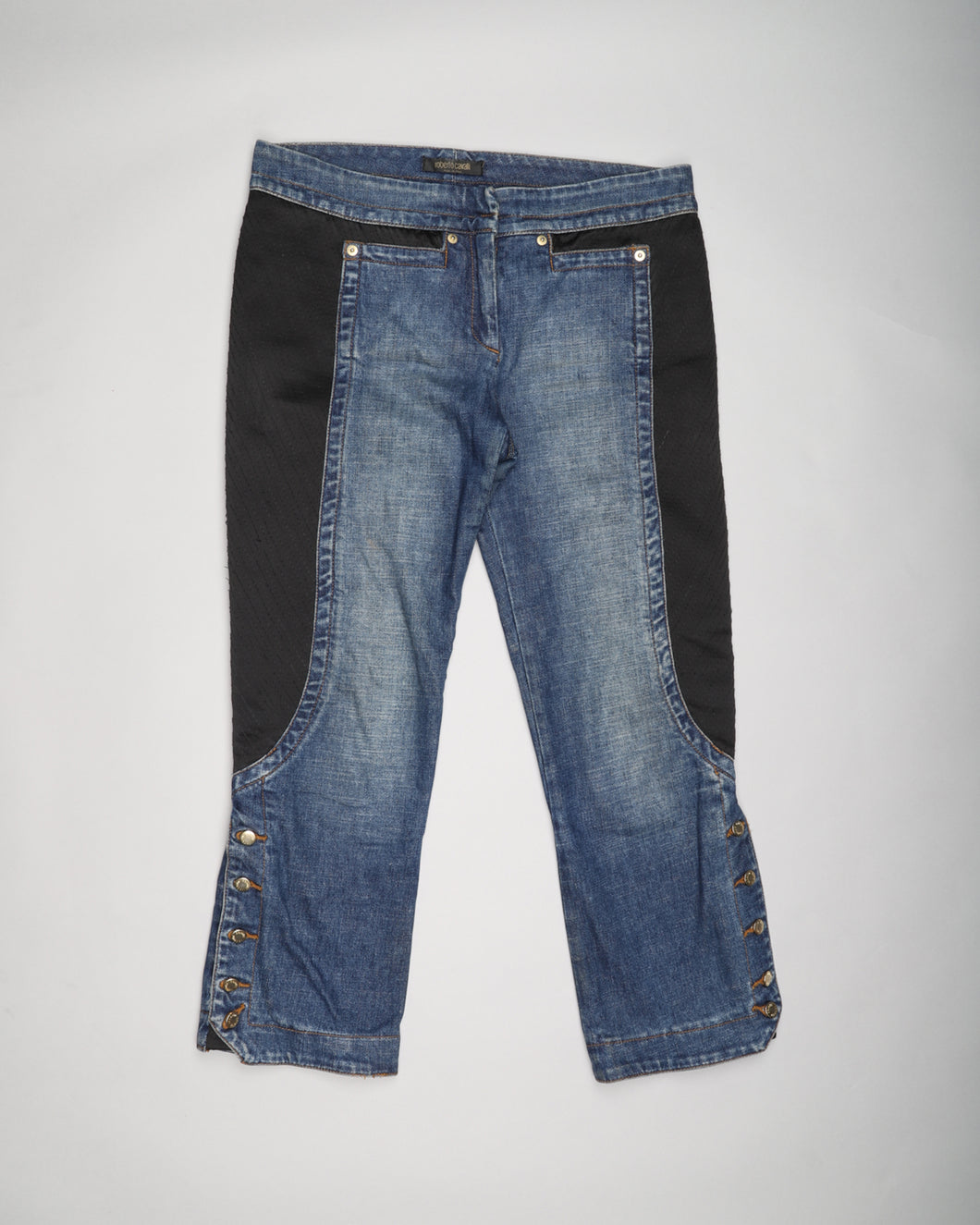 Roberto Cavalli y2k patchwork crop jeans
