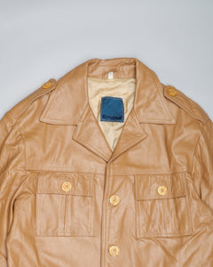 Tan beige '70s leather trench coat