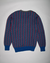 Load image into Gallery viewer, Valentino blue zig-zag pattern casual fit v-neck sweater
